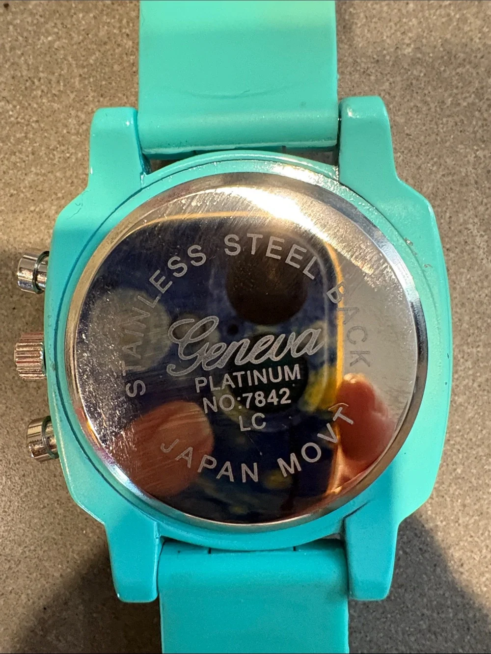 Geneva Platinum Teal Silicone Chronograph Watch